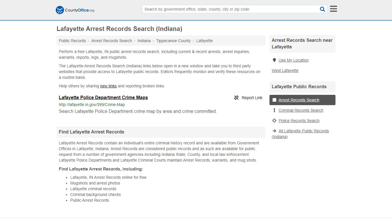 Arrest Records Search - Lafayette, IN (Arrests & Mugshots) - County Office